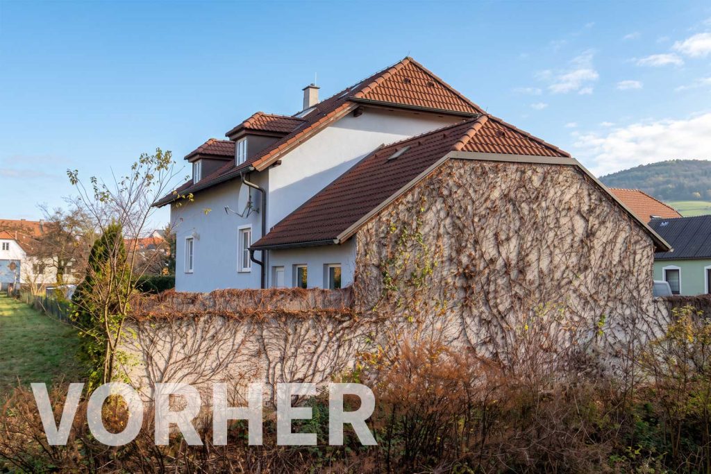Wohnhaus vor dem Dachausbau (Vorher), Seitenansicht